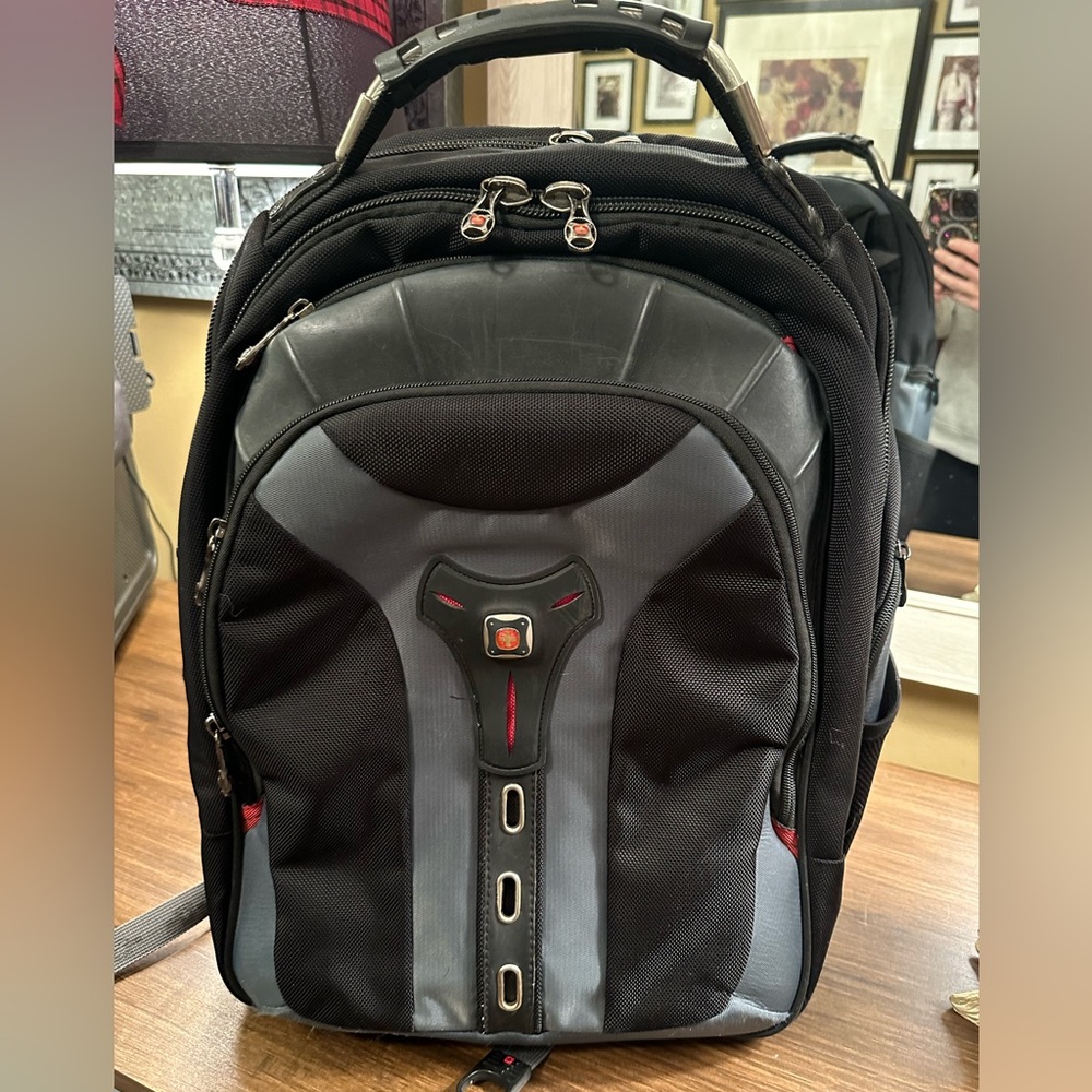 SwissGear. Pegasus Computer backpack. For a 17” laptop. Good used condition.